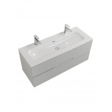 Тумба подвесная CEZARES DUET-N-1200-2C-SO-GPR-P с раковиной CZR-8073-120-1-2 с двумя отверстиями для смесителей, серый жемчужный