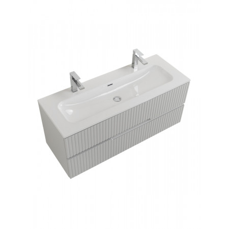 Тумба подвесная CEZARES DUET-N-1200-2C-SO-GPR-P с раковиной CZR-8073-120-1-2 с двумя отверстиями для смесителей, серый жемчужный