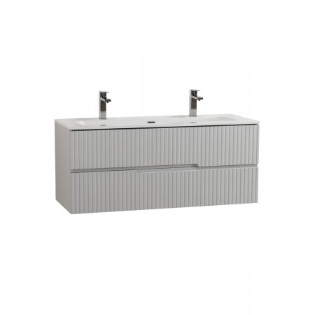 Тумба подвесная CEZARES DUET-N-1200-2C-SO-GPR-P с раковиной CZR-8073-120-1-2 с двумя отверстиями для смесителей, серый жемчужный