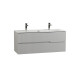 Тумба подвесная CEZARES DUET-N-1200-2C-SO-GPR-P с раковиной CZR-8073-120-1-2 с двумя отверстиями для смесителей, серый жемчужный