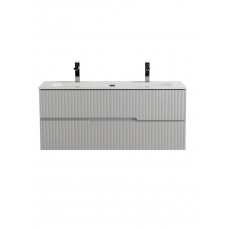 Тумба подвесная CEZARES DUET-N-1200-2C-SO-GPR-P с раковиной CZR-8073-120-1-2 с двумя отверстиями для смесителей, серый жемчужный