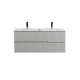 Тумба подвесная CEZARES DUET-N-1200-2C-SO-GPR-P с раковиной CZR-8073-120-1-2 с двумя отверстиями для смесителей, серый жемчужный