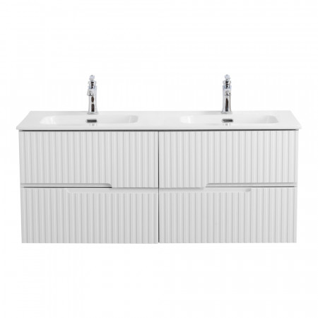 Тумба подвесная CEZARES DUET-N-1200-4C-SO-2-BL с раковиной CZR-8095-120-2 с двумя чашами, белый глянец Тумба подвесная CEZARES DUET-N-1200-4C-SO-2-BL с раковиной CZR-8095-120-2 с двумя чашами, белый глянец