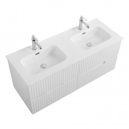 Тумба подвесная CEZARES DUET-N-1200-4C-SO-2-BL с раковиной CZR-8095-120-2 с двумя чашами, белый глянец Тумба подвесная CEZARES DUET-N-1200-4C-SO-2-BL с раковиной CZR-8095-120-2 с двумя чашами, белый глянец