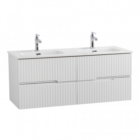 Тумба подвесная CEZARES DUET-N-1200-4C-SO-2-BL с раковиной CZR-8095-120-2 с двумя чашами, белый глянец Тумба подвесная CEZARES DUET-N-1200-4C-SO-2-BL с раковиной CZR-8095-120-2 с двумя чашами, белый глянец