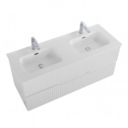 Тумба подвесная CEZARES DUET-N-1200-2C-SO-2-BL с раковиной CZR-8095-120-2 с двумя чашами, белый глянец Тумба подвесная CEZARES DUET-N-1200-2C-SO-2-BL с раковиной CZR-8095-120-2 с двумя чашами, белый глянец