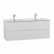 Тумба подвесная CEZARES DUET-N-1200-2C-SO-2-BL с раковиной CZR-8095-120-2 с двумя чашами, белый глянец Тумба подвесная CEZARES DUET-N-1200-2C-SO-2-BL с раковиной CZR-8095-120-2 с двумя чашами, белый глянец