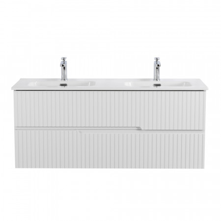 Тумба подвесная CEZARES DUET-N-1200-2C-SO-2-BL с раковиной CZR-8095-120-2 с двумя чашами, белый глянец Тумба подвесная CEZARES DUET-N-1200-2C-SO-2-BL с раковиной CZR-8095-120-2 с двумя чашами, белый глянец