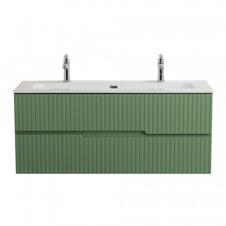 Тумба подвесная CEZARES DUET-N-1200-2C-SO-PS-P с раковиной CZR-8073-120-1-2 с двумя отверстиями для смесителей, фисташковый софт Тумба подвесная CEZARES DUET-N-1200-2C-SO-PS-P с раковиной CZR-8073-120-1-2 с двумя отверстиями для смесителей, фисташковый софт