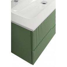 Тумба подвесная CEZARES DUET-N-1200-2C-SO-PS-P с раковиной CZR-8073-120-1-2 с двумя отверстиями для смесителей, фисташковый софт