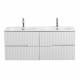 Тумба подвесная CEZARES DUET-N-1200-4C-SO-2-BL с раковиной CZR-8073-120-2 с двумя чашами, белый глянец