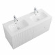 Тумба подвесная CEZARES DUET-N-1200-4C-SO-2-BL с раковиной CZR-8073-120-2 с двумя чашами, белый глянец