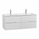 Тумба подвесная CEZARES DUET-N-1200-4C-SO-2-BL с раковиной CZR-8073-120-2 с двумя чашами, белый глянец