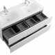 Тумба подвесная CEZARES DUET-N-1200-4C-SO-2-BL с раковиной CZR-8073-120-2 с двумя чашами, белый глянец