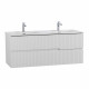 Тумба подвесная CEZARES DUET-N-1200-2C-SO-2-BL с раковиной CZR-8073-120-2 с двумя чашами, белый глянец Тумба подвесная CEZARES DUET-N-1200-2C-SO-2-BL с раковиной CZR-8073-120-2 с двумя чашами, белый глянец