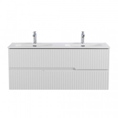 Тумба подвесная CEZARES DUET-N-1200-2C-SO-2-BL с раковиной CZR-8073-120-2 с двумя чашами, белый глянец Тумба подвесная CEZARES DUET-N-1200-2C-SO-2-BL с раковиной CZR-8073-120-2 с двумя чашами, белый глянец