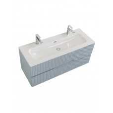 Тумба подвесная CEZARES DUET-N-1200-2C-SO-APR-P с раковиной CZR-8073-120-1-2 с двумя отверстиями для смесителей, голубой жемчужный