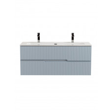 Тумба подвесная CEZARES DUET-N-1200-2C-SO-APR-P с раковиной CZR-8073-120-1-2 с двумя отверстиями для смесителей, голубой жемчужный