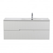 Тумба подвесная CEZARES DUET-N-1200-2C-SO-BL-R с раковиной CZR-8095-120-R правосторонняя, белый глянец