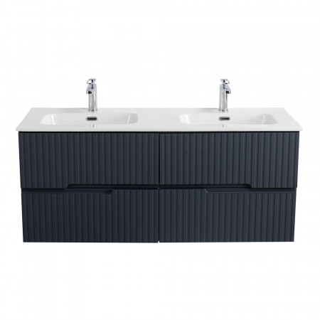 Тумба подвесная CEZARES DUET-N-1200-4C-SO-2-GR-P с раковиной CZR-8095-120-2 с двумя чашами, графит Тумба подвесная CEZARES DUET-N-1200-4C-SO-2-GR-P с раковиной CZR-8095-120-2 с двумя чашами, графит
