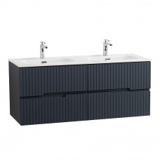 Тумба подвесная CEZARES DUET-N-1200-4C-SO-2-GR-P с раковиной CZR-8073-120-2 с двумя чашами, графит