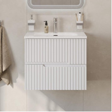 Тумба подвесная CEZARES DUET-N-700-2C-SO-BL с раковиной CZR-8095-70, белый глянец