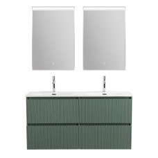 Тумба с раковиной подвесная BelBagno UNO-1200-4C-SO-VO Еловый матовый, раковина белая BB-8099-120-2 с 2-я чашами