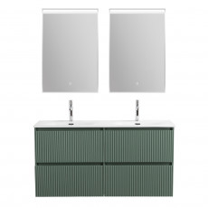 Тумба с раковиной подвесная BelBagno UNO-1200-4C-SO-VO Еловый матовый, раковина белая BB-8099-120-2 с 2-я чашами