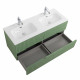 Тумба подвесная CEZARES DUET-N-1200-4C-SO-2-PS-P с раковиной CZR-8073-120-2 с двумя чашами, фисташковый софт Тумба подвесная CEZARES DUET-N-1200-4C-SO-2-PS-P с раковиной CZR-8073-120-2 с двумя чашами, фисташковый софт