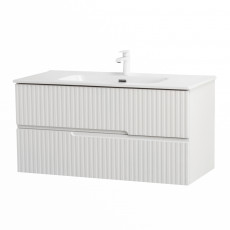 Тумба подвесная CEZARES DUET-N-1000-2C-SO-FBS-P с раковиной CZR-8095-100, ясень белый софт