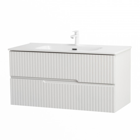 Тумба подвесная CEZARES DUET-N-1000-2C-SO-FBS-P с раковиной CZR-8095-100, ясень белый софт Тумба подвесная CEZARES DUET-N-1000-2C-SO-FBS-P с раковиной CZR-8095-100, ясень белый софт