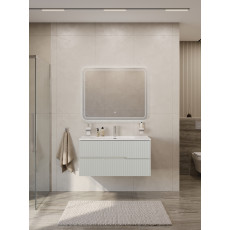 Тумба подвесная CEZARES DUET-N-1000-2C-SO-GPR-P с раковиной CZR-8095-100, серый жемчужный
