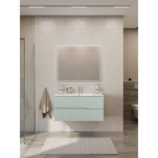 Тумба подвесная CEZARES DUET-N-1000-2C-SO-VPR-P с раковиной CZR-8095-100, зеленый жемчужный