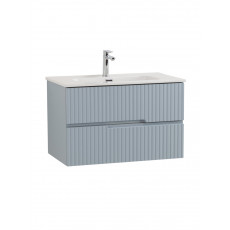 Тумба подвесная CEZARES DUET-N-800-2C-SO-APR-P с раковиной CZR-8095-80, голубой жемчужный
