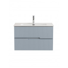 Тумба подвесная CEZARES DUET-N-800-2C-SO-APR-P с раковиной CZR-8095-80, голубой жемчужный