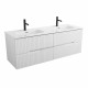 Тумба подвесная CEZARES DUET-N-1400-4C-SO-2-BL с раковиной CZR-8095-140-2 с двумя чашами, белый глянец Тумба подвесная CEZARES DUET-N-1400-4C-SO-2-BL с раковиной CZR-8095-140-2 с двумя чашами, белый глянец