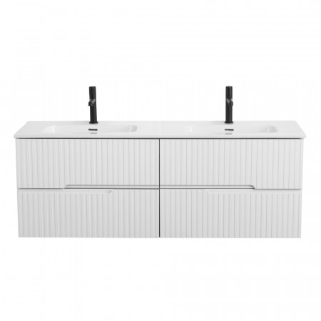 Тумба подвесная CEZARES DUET-N-1400-4C-SO-2-BL с раковиной CZR-8095-140-2 с двумя чашами, белый глянец Тумба подвесная CEZARES DUET-N-1400-4C-SO-2-BL с раковиной CZR-8095-140-2 с двумя чашами, белый глянец