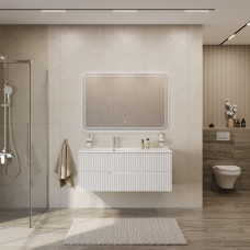 Тумба подвесная CEZARES DUET-N-1200-2C-SO-BL-L с раковиной CZR-8095-120-L левосторонняя, белый глянец