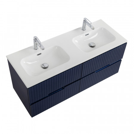 Тумба подвесная CEZARES DUET-N-1200-4C-SO-2-SPF-P с раковиной CZR-8073-120-2 с двумя чашами, сапфир Тумба подвесная CEZARES DUET-N-1200-4C-SO-2-SPF-P с раковиной CZR-8073-120-2 с двумя чашами, сапфир