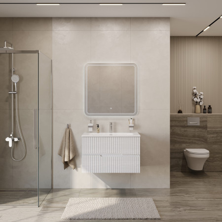 Тумба подвесная CEZARES DUET-N-800-2C-SO-FBS-P с раковиной CZR-8073-80, ясень белый софт Тумба подвесная CEZARES DUET-N-800-2C-SO-FBS-P с раковиной CZR-8073-80, ясень белый софт