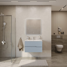 Тумба подвесная CEZARES DUET-N-800-2C-SO-APR-P с раковиной CZR-8073-80, голубой жемчужный