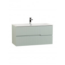 Тумба подвесная CEZARES DUET-N-1000-2C-SO-VPR-P с раковиной CZR-8073-100, зеленый жемчужный