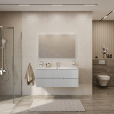 Тумба подвесная CEZARES DUET-N-1200-2C-SO-GPR-P с раковиной CZR-8095-120, серый жемчужный