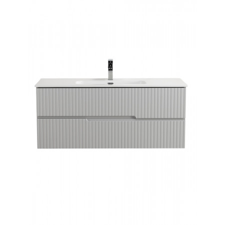 Тумба подвесная CEZARES DUET-N-1200-2C-SO-GPR-P с раковиной CZR-8095-120, серый жемчужный Тумба подвесная CEZARES DUET-N-1200-2C-SO-GPR-P с раковиной CZR-8095-120, серый жемчужный