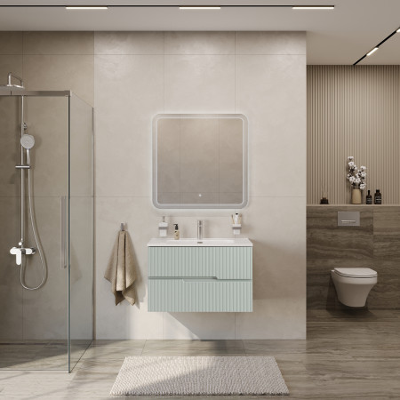 Тумба подвесная CEZARES DUET-N-800-2C-SO-VPR-P с раковиной CZR-8095-80, зеленый жемчужный Тумба подвесная CEZARES DUET-N-800-2C-SO-VPR-P с раковиной CZR-8095-80, зеленый жемчужный