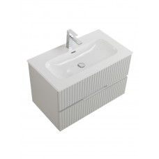 Тумба подвесная CEZARES DUET-N-800-2C-SO-GPR-P с раковиной CZR-8073-80, серый жемчужный