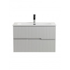Тумба подвесная CEZARES DUET-N-800-2C-SO-GPR-P с раковиной CZR-8073-80, серый жемчужный