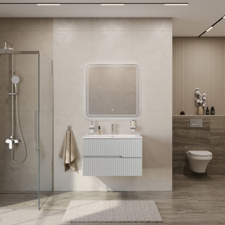 Тумба подвесная CEZARES DUET-N-800-2C-SO-GPR-P с раковиной CZR-8073-80, серый жемчужный Тумба подвесная CEZARES DUET-N-800-2C-SO-GPR-P с раковиной CZR-8073-80, серый жемчужный