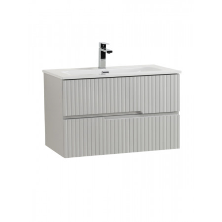 Тумба подвесная CEZARES DUET-N-800-2C-SO-GPR-P с раковиной CZR-8073-80, серый жемчужный Тумба подвесная CEZARES DUET-N-800-2C-SO-GPR-P с раковиной CZR-8073-80, серый жемчужный