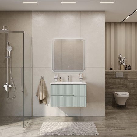 Тумба подвесная CEZARES DUET-N-800-2C-SO-VPR-P с раковиной CZR-8073-80, зеленый жемчужный Тумба подвесная CEZARES DUET-N-800-2C-SO-VPR-P с раковиной CZR-8073-80, зеленый жемчужный